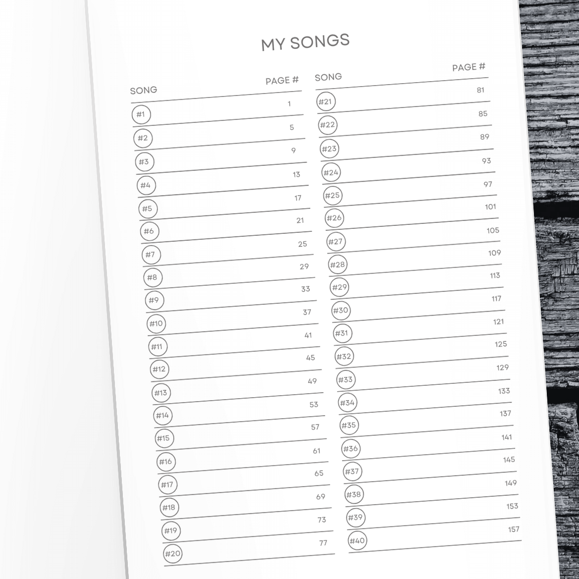 Lyric organization page from Lyrics Remembered songwriting journal for songwriters.