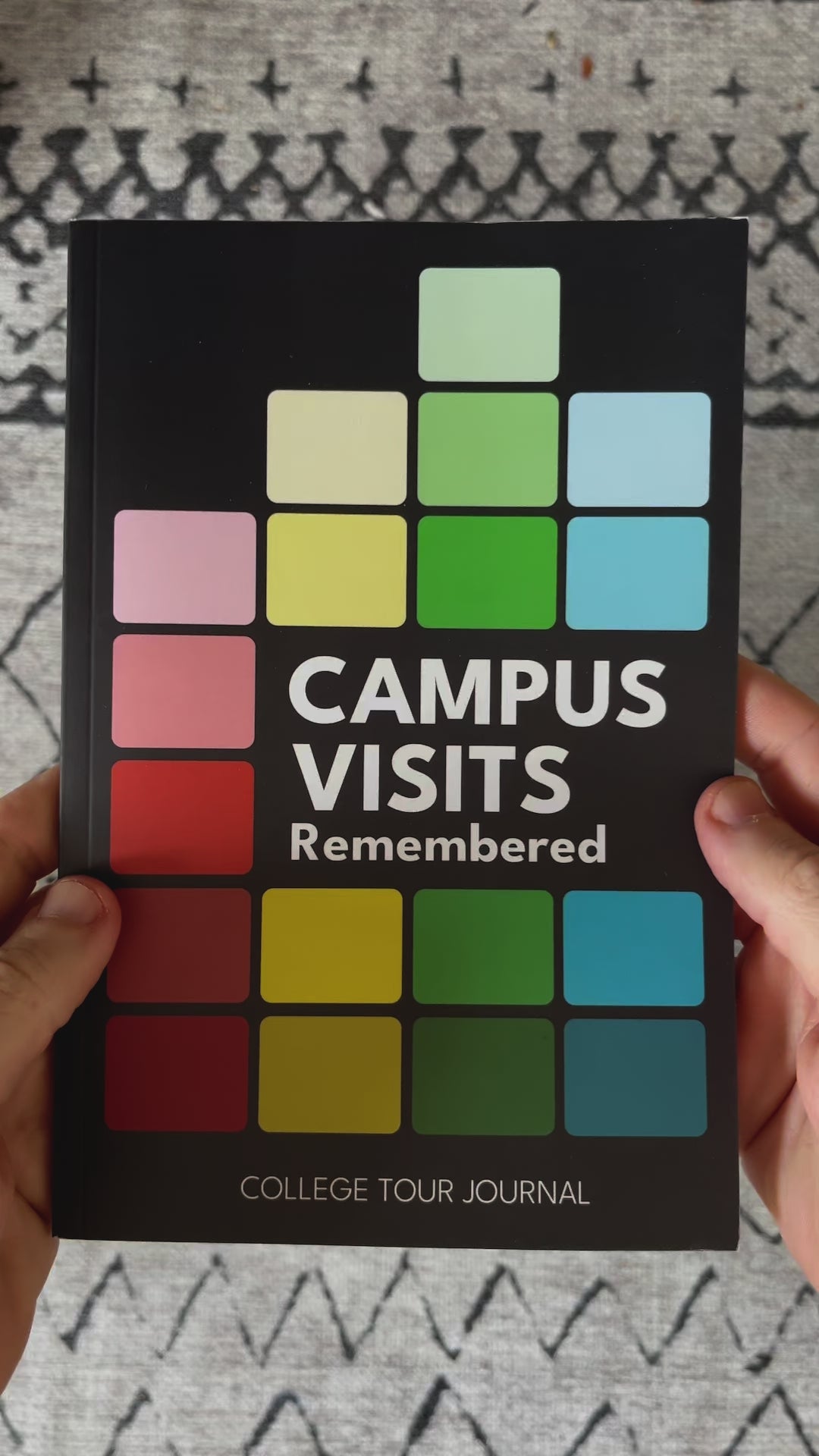 Campus Visits Remembered college tour journal, 6x9 inches with colorful cover design and matte finish.