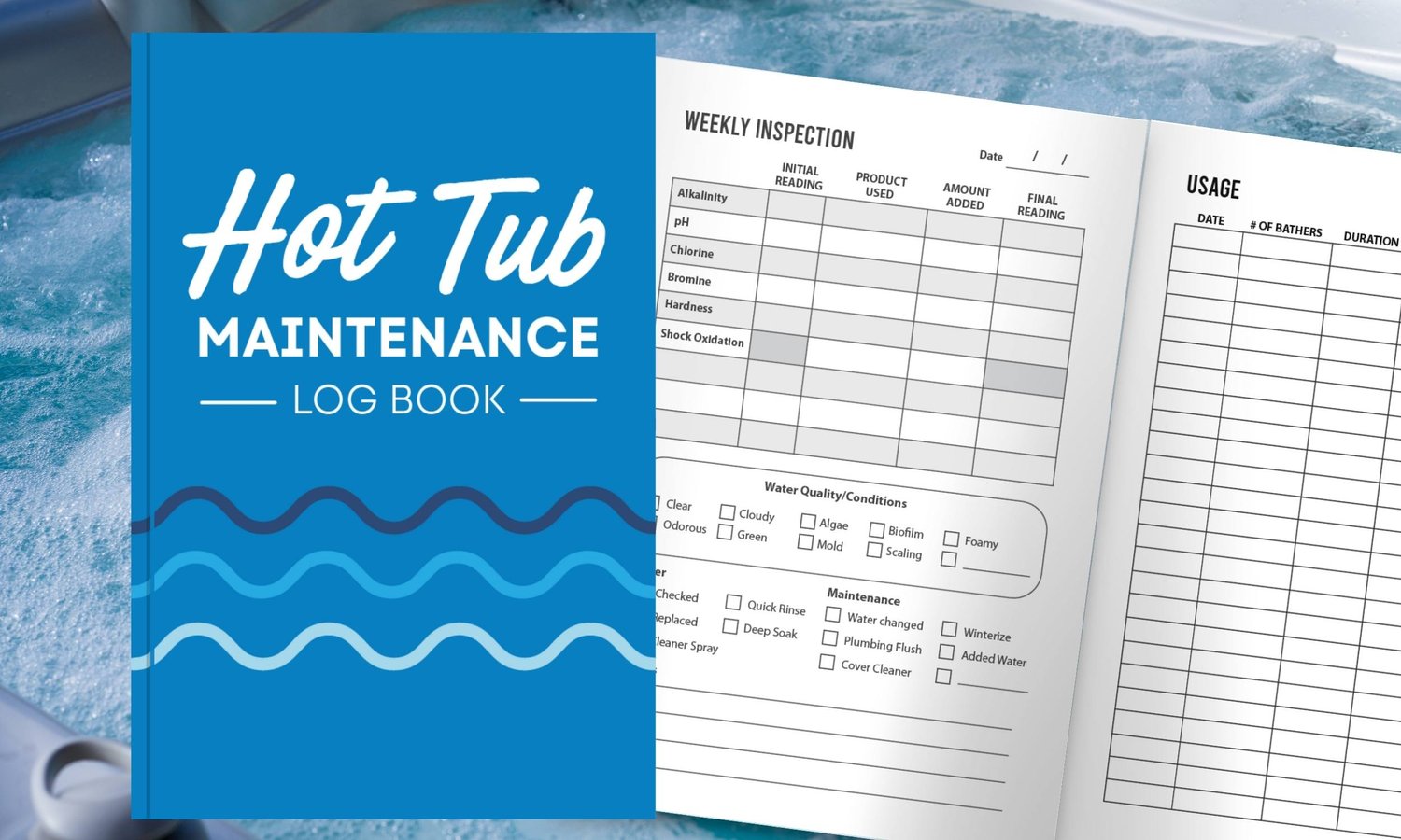 Hot tub maintenance logbook journal for new spa owners