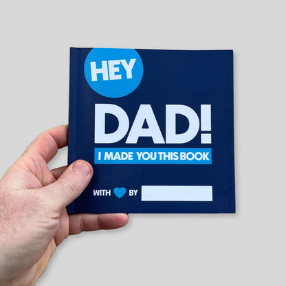 Person holding Hey Dad fill-in-the-blank memory book - personalized Father's Day gift