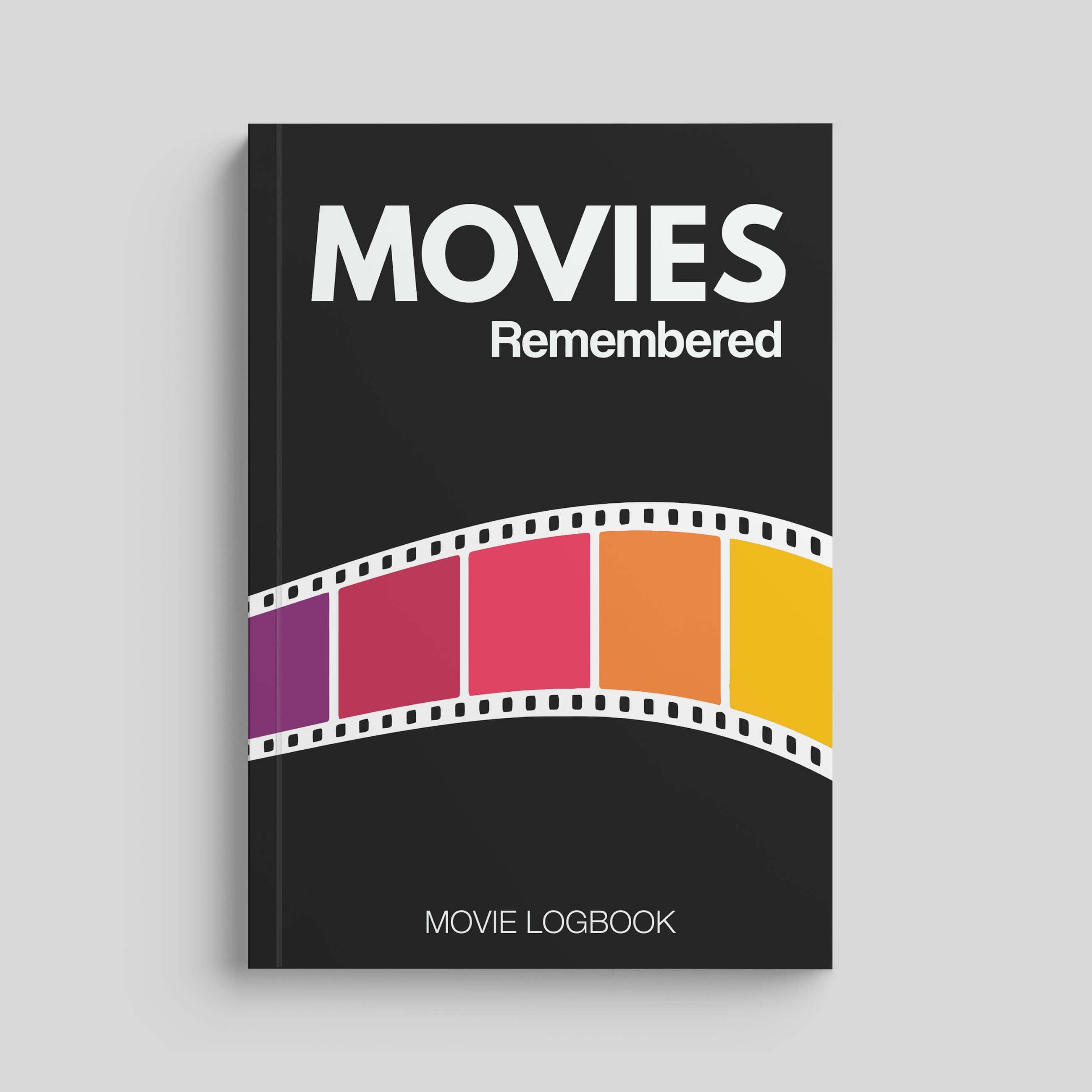 Movies Remembered movie logbook for documenting film experiences with colorful film reel design.