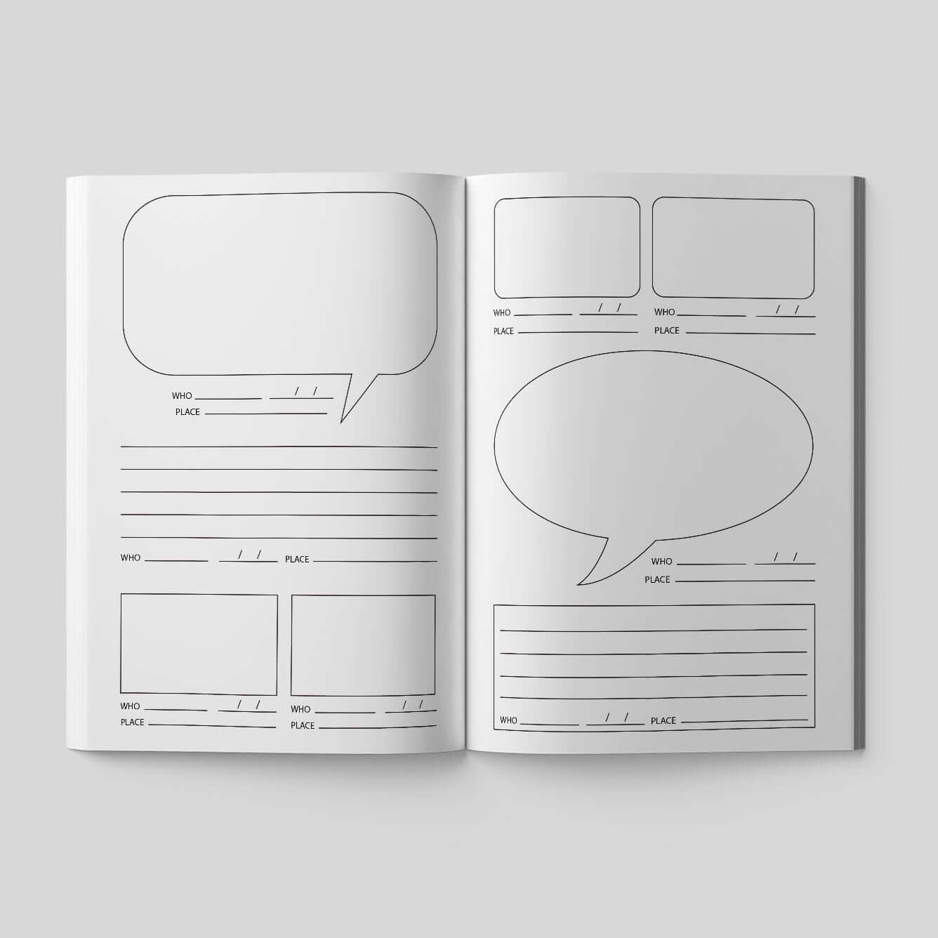 Open pages of a 'Things My Kids Said' journal with speech bubble templates for recording quotes.